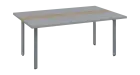 DOUBLE 181 pracovní stůl, kovová podnož stříbrná, deska 36 mm, široký 1800 mm, šedá, vložená deska d